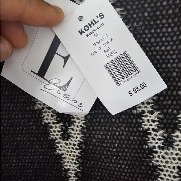 Elan Aztec Cardigan Reversible   Mixed Print Womens S Fringe Wool Oversized Boho - Picture 9 of 12